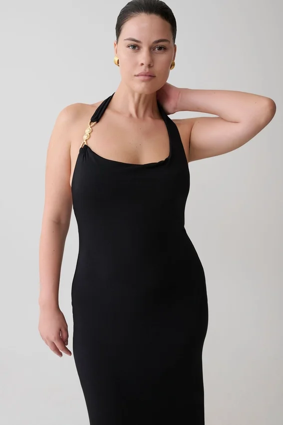 Khanh Slinky Halter Maxi Dress – Black Khanh Slinky Halter Maxi Dress – Black