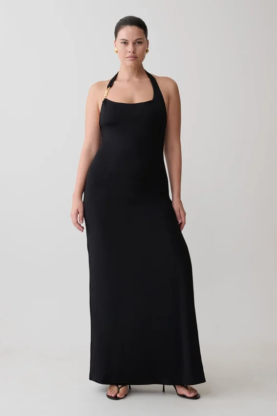 Khanh Slinky Halter Maxi Dress – Black Khanh Slinky Halter Maxi Dress – Black