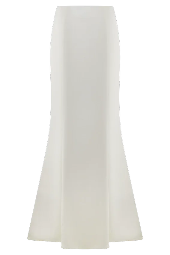 Khloe Satin Fishtail Maxi Skirt – White Khloe Satin Fishtail Maxi Skirt – White