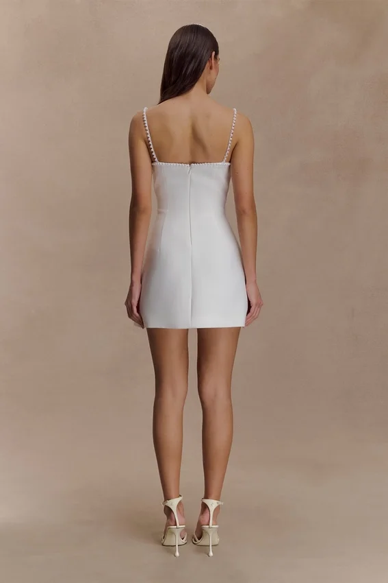 Kingsley Beaded Neckline Mini Dress – Ivory Kingsley Beaded Neckline Mini Dress – Ivory