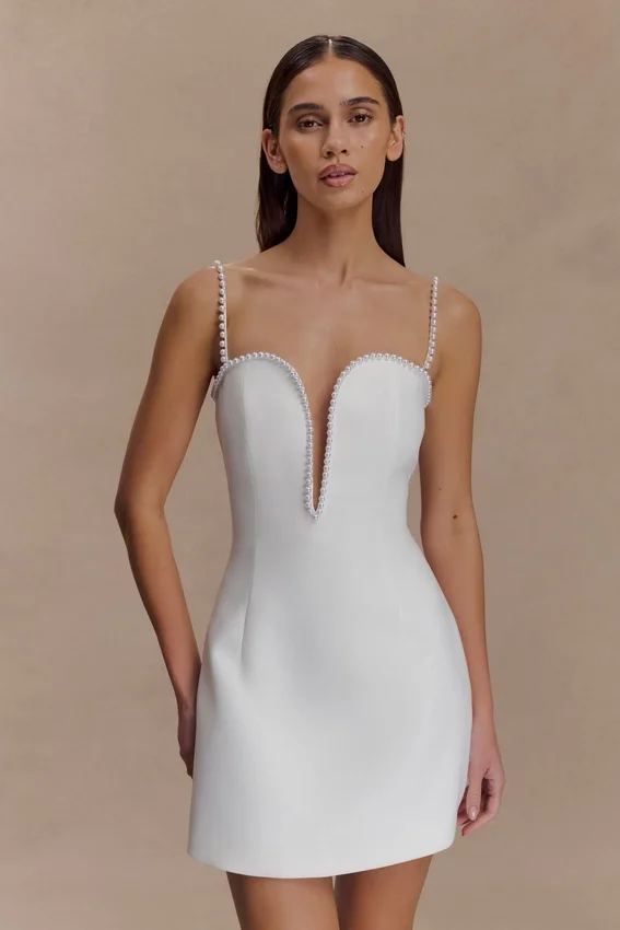 Kingsley Beaded Neckline Mini Dress – Ivory Kingsley Beaded Neckline Mini Dress – Ivory