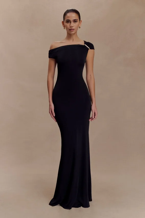 Kinsley Slinky Maxi Dress With Hardware – Black Kinsley Slinky Maxi Dress With Hardware – Black