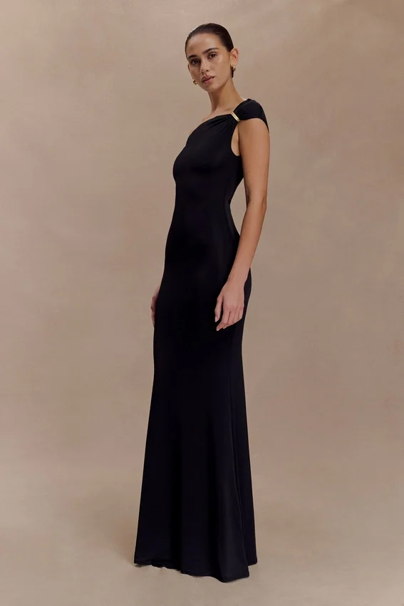Kinsley Slinky Maxi Dress With Hardware – Black Kinsley Slinky Maxi Dress With Hardware – Black