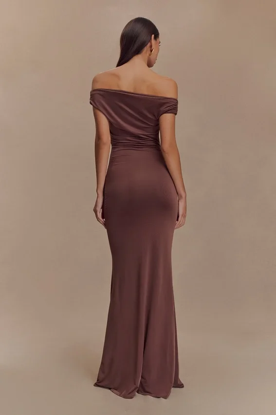 Kinsley Slinky Maxi Dress With Hardware – Chocolate Kinsley Slinky Maxi Dress With Hardware – Chocolate