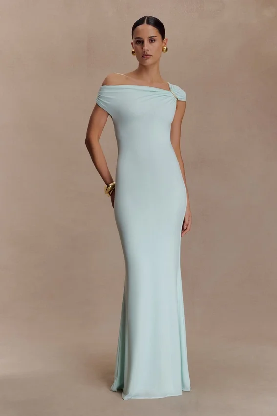 Kinsley Slinky Maxi Dress With Hardware – Lagoon Kinsley Slinky Maxi Dress With Hardware – Lagoon