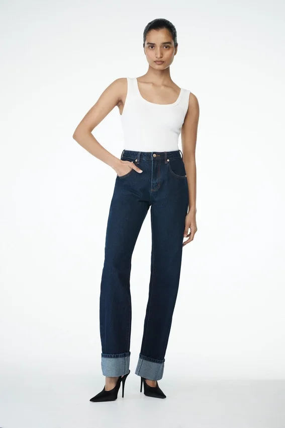Kirralee Straight Leg Cuffed Jeans – Indigo Blue Kirralee Straight Leg Cuffed Jeans – Indigo Blue