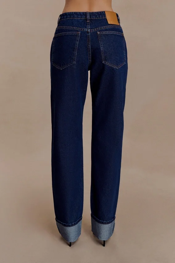Kirralee Straight Leg Cuffed Jeans – Indigo Blue Kirralee Straight Leg Cuffed Jeans – Indigo Blue