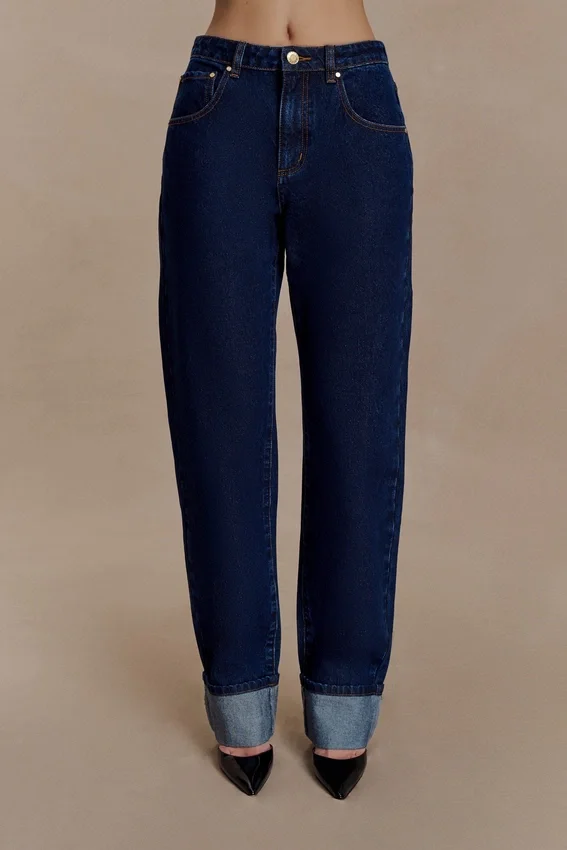 Kirralee Straight Leg Cuffed Jeans – Indigo Blue Kirralee Straight Leg Cuffed Jeans – Indigo Blue
