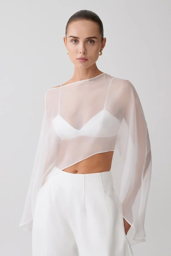 Kirstine Bralette With Chiffon Cape – Ivory Kirstine Bralette With Chiffon Cape – Ivory