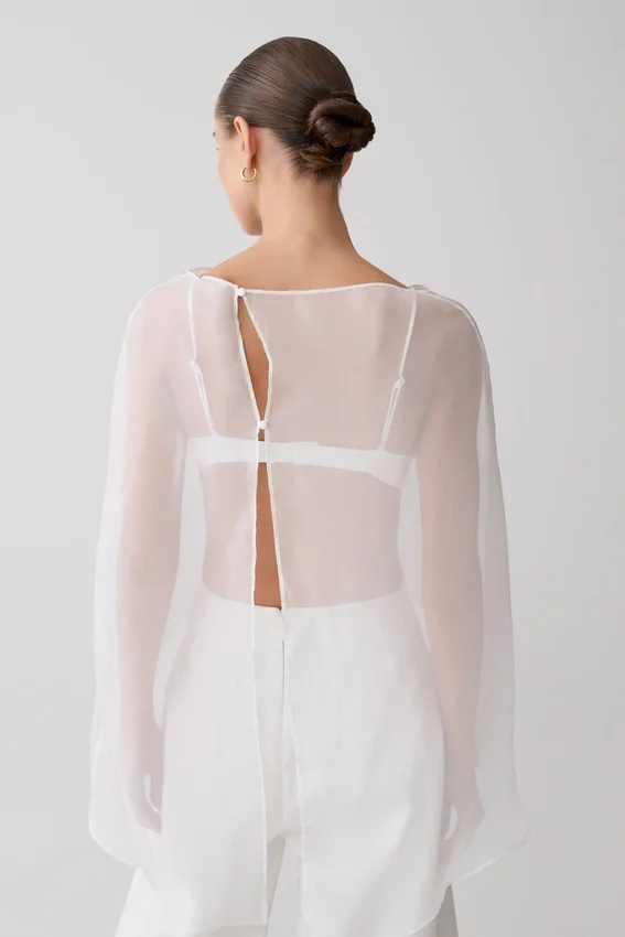 Kirstine Bralette With Chiffon Cape – Ivory Kirstine Bralette With Chiffon Cape – Ivory