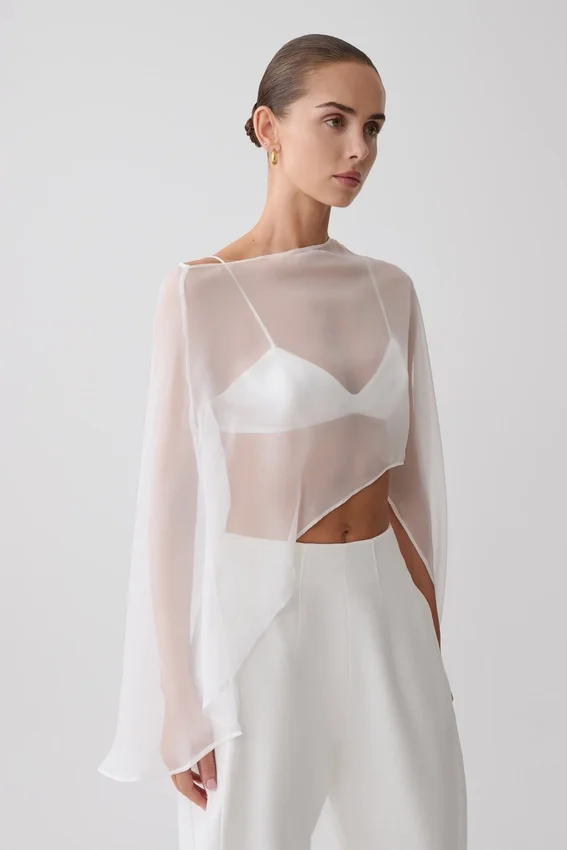Kirstine Bralette With Chiffon Cape – Ivory Kirstine Bralette With Chiffon Cape – Ivory