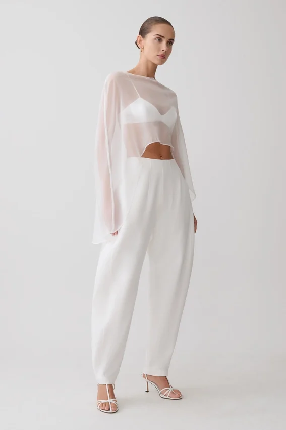 Kirstine Bralette With Chiffon Cape – Ivory Kirstine Bralette With Chiffon Cape – Ivory