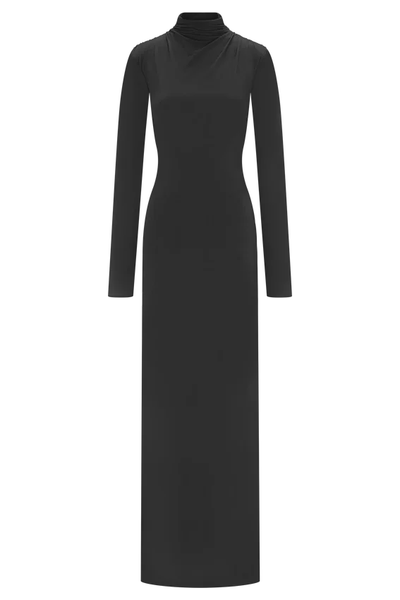 Kiyah Slinky Cut Out Maxi Dress – Black Kiyah Slinky Cut Out Maxi Dress – Black