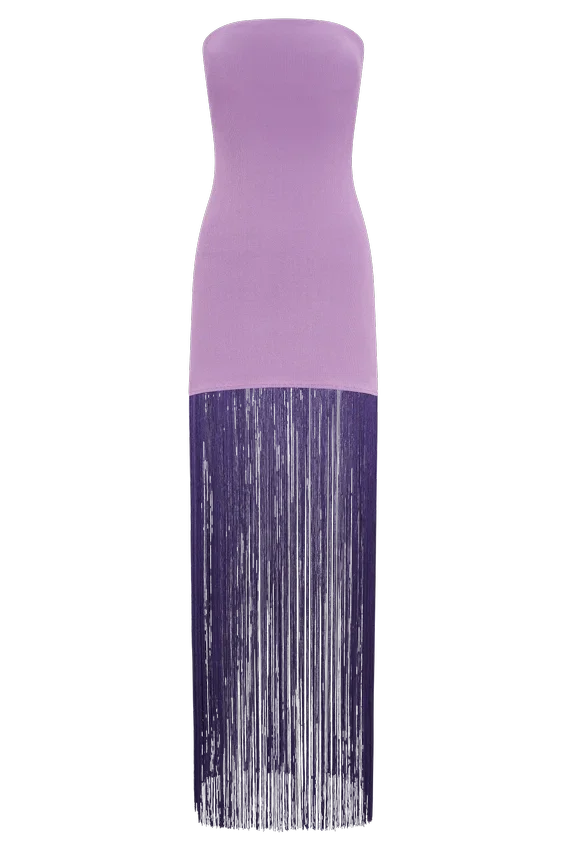 Koah Fringe Bandage Knit Maxi Dress – Purple Koah Fringe Bandage Knit Maxi Dress – Purple