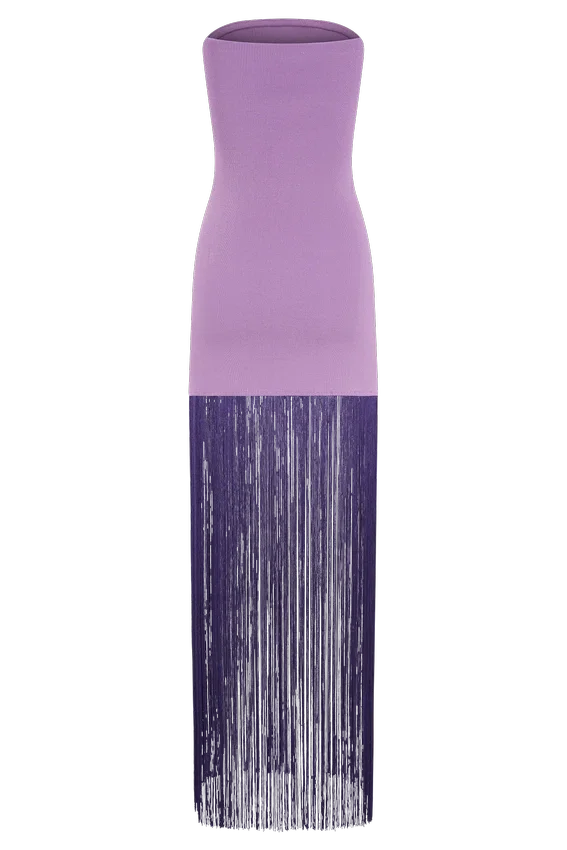 Koah Fringe Bandage Knit Maxi Dress – Purple Koah Fringe Bandage Knit Maxi Dress – Purple