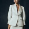 Kylie Oversized Satin Blazer – Ivory
