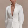 Kylie Oversized Satin Blazer – Ivory