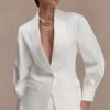 Kylie Oversized Satin Blazer – Ivory