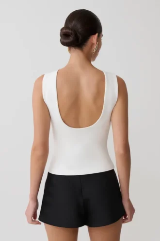 Kyra Open Back Scuba Crepe Top – White