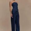 Monte Strapless Diamante Denim Corset – Midnight Blue