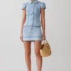 Bently Short Sleeve Denim Top – Washed Light Blue
