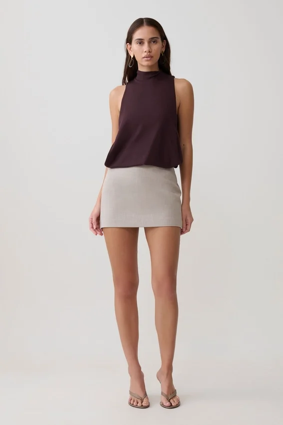 Laurelle Sleeveless Modal Draped Bodysuit – Chocolate Laurelle Sleeveless Modal Draped Bodysuit – Chocolate