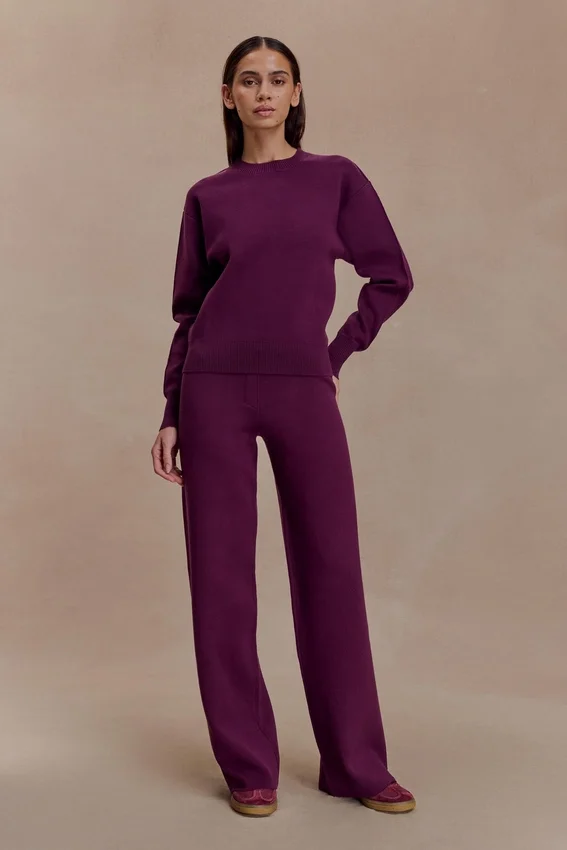 Lauren Knit Trouser – Plum Lauren Knit Trouser – Plum