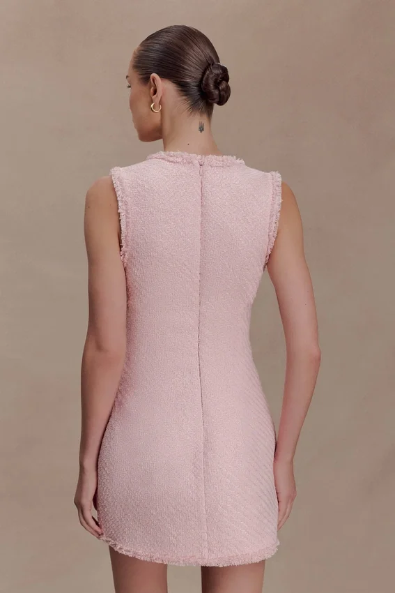 Lea Tweed Sleeveless Mini Dress – Baby Pink Lea Tweed Sleeveless Mini Dress – Baby Pink