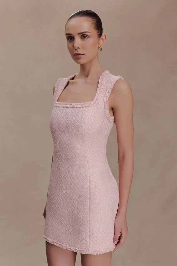 Lea Tweed Sleeveless Mini Dress – Baby Pink Lea Tweed Sleeveless Mini Dress – Baby Pink