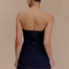 Lennox Strapless Long Line Button Top – Indigo Blue