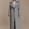 Levi Long Trench Wool Coat – Grey Marle