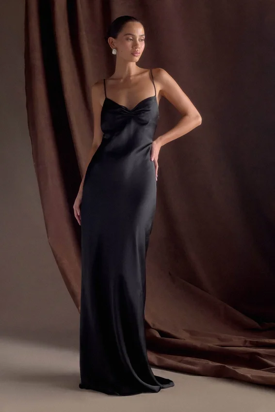 Lilly Sweetheart Satin Maxi Dress – Black Lilly Sweetheart Satin Maxi Dress – Black