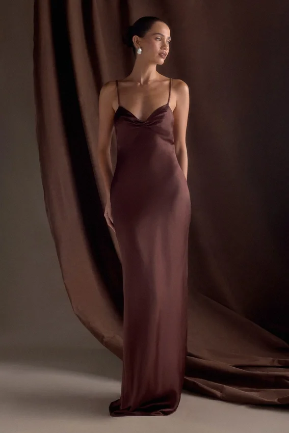 Lilly Sweetheart Satin Maxi Dress – Dark Chocolate Lilly Sweetheart Satin Maxi Dress – Dark Chocolate