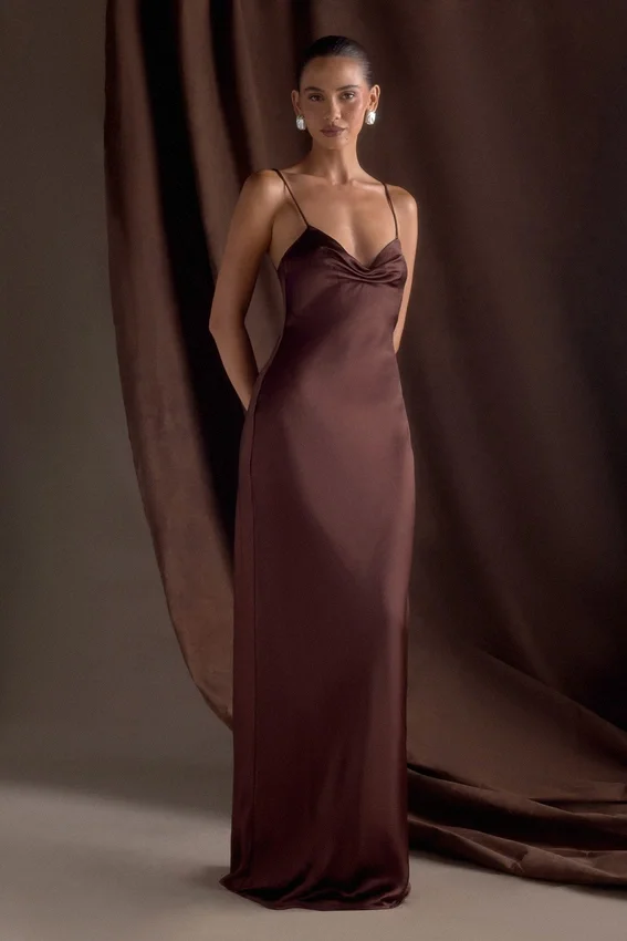 Lilly Sweetheart Satin Maxi Dress – Dark Chocolate Lilly Sweetheart Satin Maxi Dress – Dark Chocolate