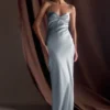 Lilly Sweetheart Satin Maxi Dress – Frosted Blue Lilly Sweetheart Satin Maxi Dress – Frosted Blue