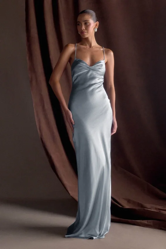 Lilly Sweetheart Satin Maxi Dress – Frosted Blue Lilly Sweetheart Satin Maxi Dress – Frosted Blue