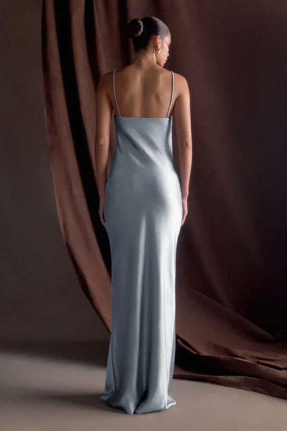 Lilly Sweetheart Satin Maxi Dress – Frosted Blue Lilly Sweetheart Satin Maxi Dress – Frosted Blue