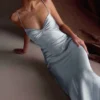Lilly Sweetheart Satin Maxi Dress – Frosted Blue Lilly Sweetheart Satin Maxi Dress – Frosted Blue