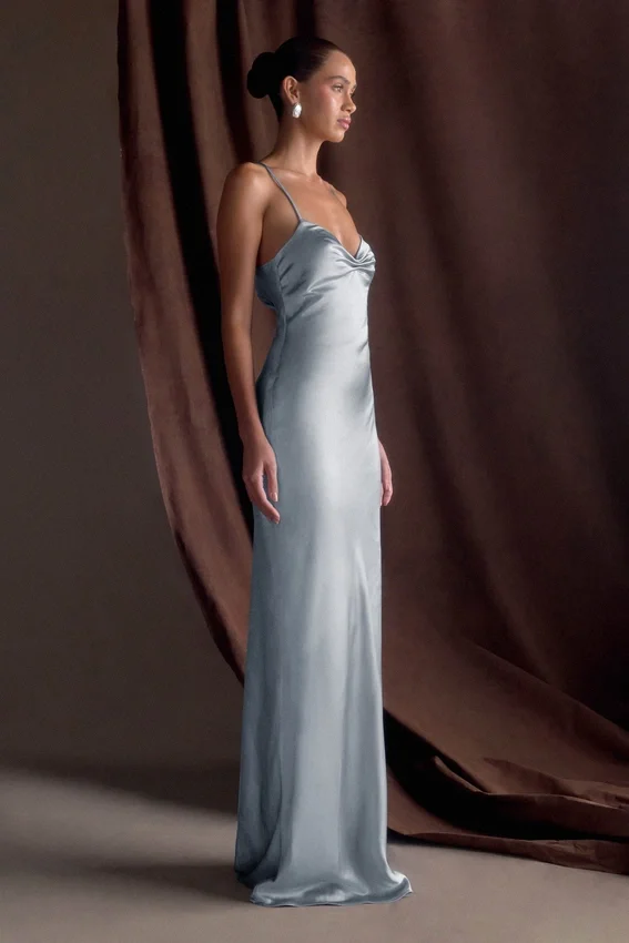 Lilly Sweetheart Satin Maxi Dress – Frosted Blue Lilly Sweetheart Satin Maxi Dress – Frosted Blue