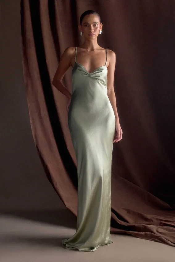 Lilly Sweetheart Satin Maxi Dress – Sage Lilly Sweetheart Satin Maxi Dress – Sage