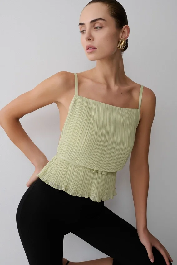Lilou Pleated Sleeveless Top – Sage Lilou Pleated Sleeveless Top – Sage