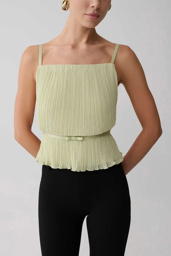 Lilou Pleated Sleeveless Top – Sage Lilou Pleated Sleeveless Top – Sage