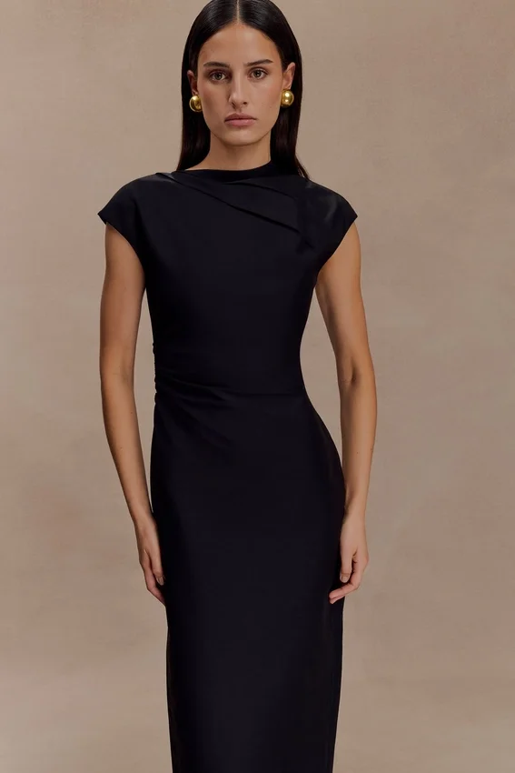 Lorena Cotton Midi Dress – Black Lorena Cotton Midi Dress – Black