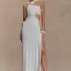 Lottie Slinky Maxi Dress With Split – White Lottie Slinky Maxi Dress With Split – White