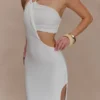 Lottie Slinky Maxi Dress With Split – White Lottie Slinky Maxi Dress With Split – White