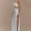 Lottie Slinky Maxi Dress With Split – White Lottie Slinky Maxi Dress With Split – White