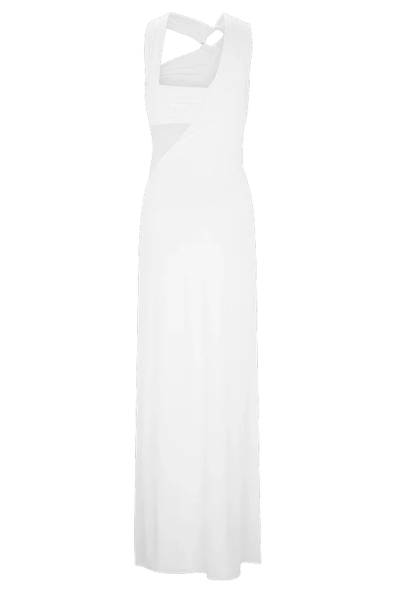 Lottie Slinky Maxi Dress With Split – White Lottie Slinky Maxi Dress With Split – White