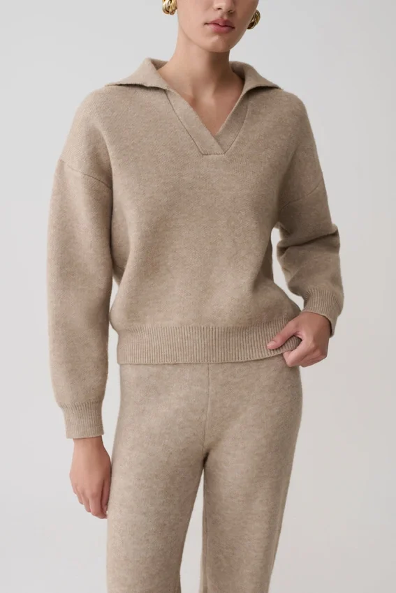 Luca Knit Jumper – Beige Marle Luca Knit Jumper – Beige Marle
