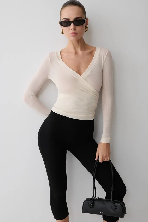 Lumi Long Sleeve Mesh Top – Bone Lumi Long Sleeve Mesh Top – Bone