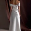 Luna Satin Off Shoulder Gown – White